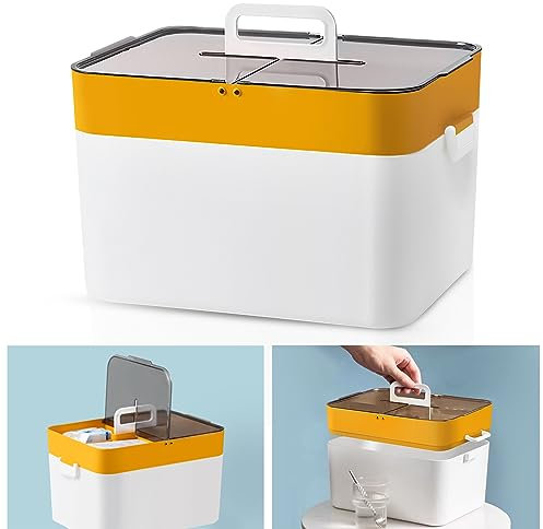 Surmounty Hausapotheke Box Gross Tragbarer Medizinschrank, Medikamenten Aufbewahrung Familien Erste-Hilfe-Box, Tragbare Aufbewahrung für Medizinkisten, 28.5 x 21 x 21cm
