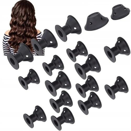 20 Stück Silikon-Haftwickler, Haarlockenwickler zum Stylen der Haare, hitzefreie Lockenstäbe, für Frauen, Mädchen, lange, kurze Haare, Nachtschlaf Magic Haarspulen Haarpflege, Schwarz
