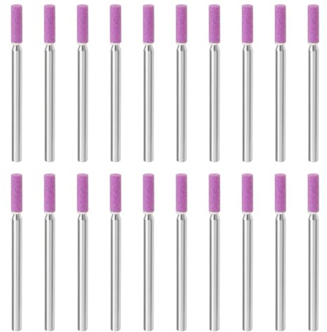 ECSiNG 20pcs Meules Rotatives Foret de Pierres de Meulage en Corindon Rouge Set d'accessoires pour Le Meulage de Scies Electriques Diamètre de Pierre 3mm