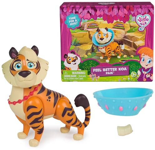 Vida The Vet, Feel Better Koa Pack con Figura de acción Koa, un Molde y un Accesorio de Cono de recuperación, Juguetes para niños y niñas a Partir de 3 años