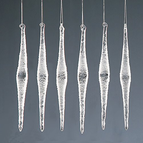 Glass Christmas Tree Decoration (6 Frosted Diamond Icicles 1302)