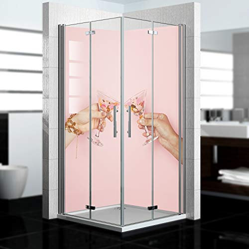 dedeco Pannello posteriore doccia impermeabile motivo Cheers V1, vernice UV opaca, 2 x 90 x 210 cm, come pannello posteriore per il bagno per la sostituzione delle piastrelle, come parete decorativa,