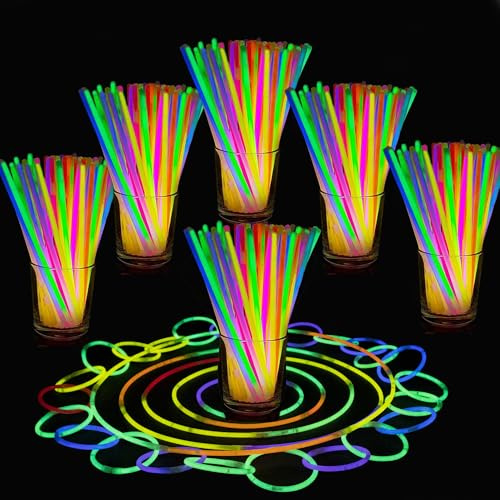 SHATCHI 20pcs Glow Sticks 20cm and Connectors Neon Colors Kit for Bracelets, Rings Necklace Halloween Rave Fancy Dress Party Props Bag Stuffing Toys Gifts