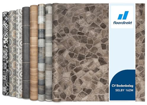 Floordirekt PVC Bodenbelag Meterware nach Maß Vinylboden, CV Linoleum für Küche & Balkon in Holzoptik, Fliesenoptik, Steinoptik - robust & pflegeleicht 200 x 300 cm | Atlantic Selby 162M