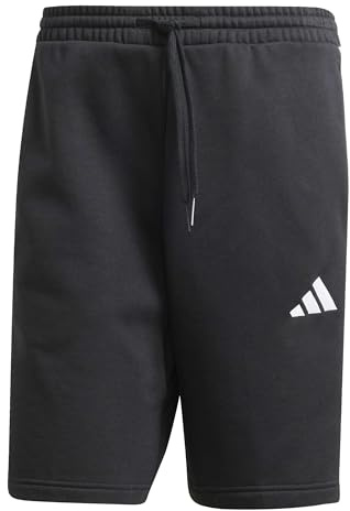 adidas Uomo Essential Three Stripes Fleece Short, Black/White, L