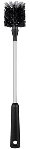 Spazzola per bottiglie d'acqua, lunghezza 38 cm, manico in acciaio inox, spazzola per pulire biberon, spazzola per pulire la cucina, per pulire tazze, bicchieri da vino, tazze da caffè, bicchieri,