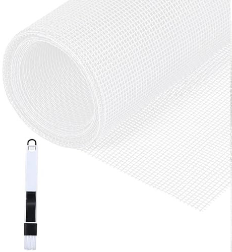 Fillis Moustiquaire de fenêtre, 150x500cm Moustiquaire au mètre en fibre de verre bricolable avec brosse de nettoyage, moustiquaire pour fenêtre, porte de balcon et salon, Blanc