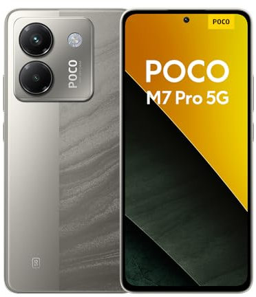 Xiaomi Poco M7 Pro 5G Smartphone, 8+256GB, Silver, Klare 50MP Sony Kamera mit OIS, 5110mAh Akku, 45W TurboCharge, 120Hz augenschonendes AMOLED Display