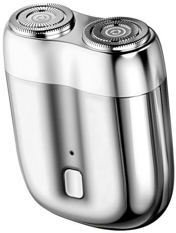 LOPHE Mini Rasoir Électrique pour Hommes IPX7 Étanche – Rasoir de Magnétique Voyage Rechargeable USB, Lames Haute Vitesse 7000 tr/min, Usage Sec/Humide,Portable Shave pour maison, voyages,Argenté