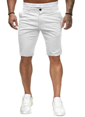 Geagodelia Short Homme Été Chino Bermuda Coupe Slim | Pantacourt Décontracté à Poches pour Plage, Vacances et Quotidien