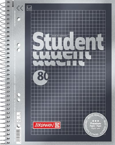 BRUNNEN Collegeblock Premium Student | A5, rutig, 80 ark, antracit