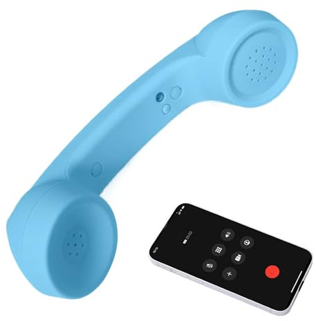 Retro telefonheadset, uppladdningsbar strålningssäker mottagare, telefonheadset med bekväma samtal | för nattduksbord, skrivbord, vardagsrum, skola, sjukhus, fast linje, Person