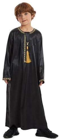 Genérico Chaqueta Niño Acolchada - Túnica Thobe Musulmana para Adolescentes Kaftan De Manga Larga Conjunto Nacional Bordado Ropa Tradicional Infantil