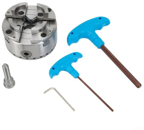 Portabrocas de torno autocentrante para máquinas de carpintería tipo 4 mandíbulas con rosca M33 de 96 mm de diámetro, viene con llave hexagonal de 2,5 mm y tornillos para sujeción