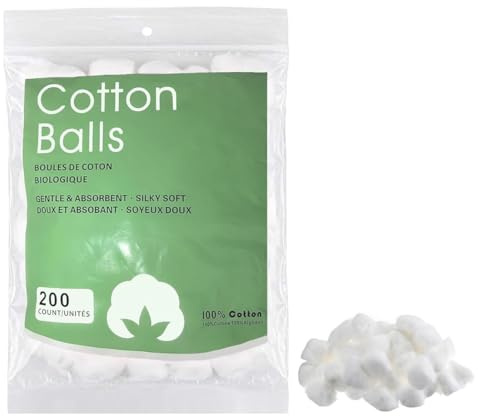 WUFKOP 200 Batuffoli di Cotone Bianchi, Cotone Idrofilo e Morbido per Struccante, Cura del Bambino, DIY e Casa