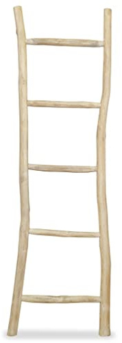 Genérico Escalera toallero con 5 peldaños Teca 45x150 cm Natural