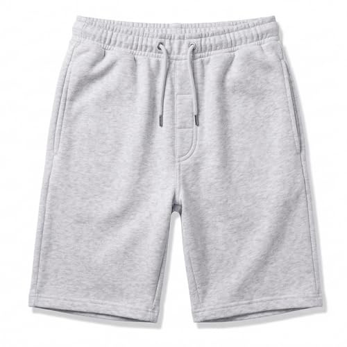 Mens Fleece Shorts Elasticated Waist Cotton Jersey Gym Running Sports Lounge Shorts with Pockets Grey XL