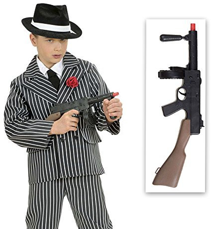 NET TOYS Mafia Maschinengewehr mit Sound Gangster Waffe schwarz-braun Länge 50 cm Mafia Gewehr Spielzeug Gewehr Spielzeugwaffe