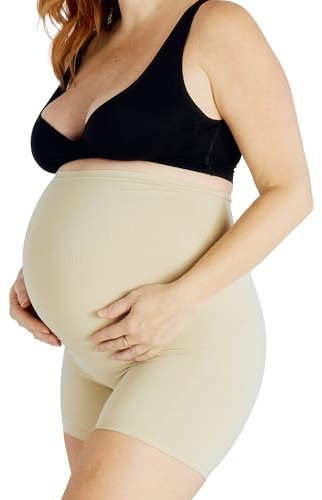 Belly Bandit Thigh Disguise Maternity Support Shorts - Smoothing Anti-Chafing Maternity Shapewear Shorts that Grows with You Every Trimester, Nude, Large