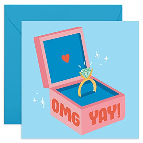 Central 23 - Bonita tarjeta de felicitación por tu compromiso - Tarjeta de compromiso - Tarjeta de felicitación dulce - Bonitas tarjetas de felicitación para amigos - Viene con divertidas calcomanías