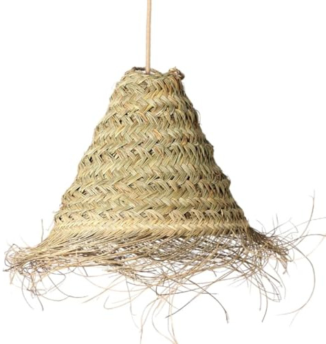 Bohome Living - Suspension Luminaire Osier Tressé, Plafonnier en Rotin Bohème Chic, Fait Main (S Large : 30x30cm, Cône)