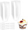 Gvolatee 50 Piezas 2oz/60ml vasos para postres con Cucharas Plástico, tazas copas cuencos de postre Reutilizables Cuadrados Transparentes para Pudín, Mousse, Helado, Cumpleaños, Bodas