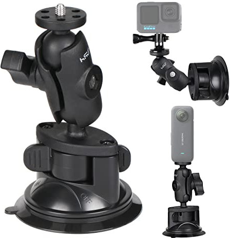 HSU Soporte de Ventosa para GoPro, Soporte de Coche para Cámara de Acción Insta 360, Parabrisas y Ventanilla de Coche