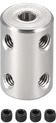 Rebower Giunto Rigido Acciaio Acciaio Albero Accoppiatore Connettore Motore Accessori [per Stampante 3D e Modello Barche]-4mm a 4mm Alesaggio L22 x D14/Argento