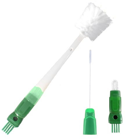 5 In 1 Flaschenbürste Lang mit Griff, Multifunktionale Flaschenbürsten Reinigungsbürste, Flaschenreiniger mit Spaltreinigungsbürste, für Trinkflaschen (5 in 1 Weiß)