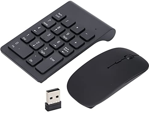 Trådlös Numerisk Tangentbord och Muskombination, 2,4G Trådlös USB Numerisk Knappsats 18 Tangenter Numerisk Tangentbord med en USB-mottagare för Bärbar Stationär PC