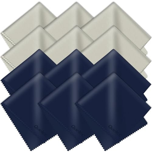 Quelcc 12 Stück Brillenputztücher Mikrofaser, Brillenputztücher, Brillenputztuch Microfaser Optikerqualität, Microfasertuch, Brillentuch, für Kamera, Brillen Handys Tabletten Bildschirme(15x18cm)