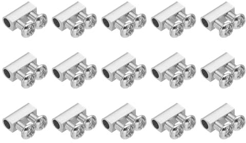 PATIKIL 10x4x5mm Wire Rope Clips, 15 Pcs Metal Cable Clamps 3mm Double Holes Wire Lock Rope Fittings Clip with M3x0.5mm Screws for Cable