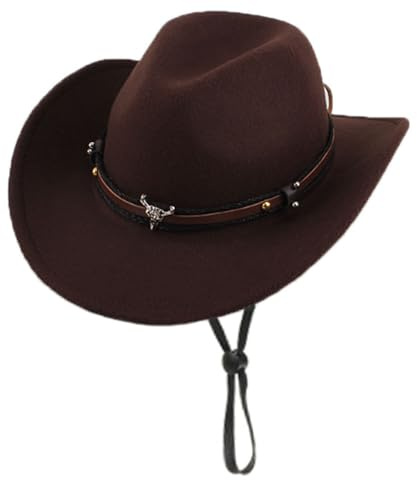 Oaygat cowboyhatt filt fedora hatt, Stil1-Brun, 1
