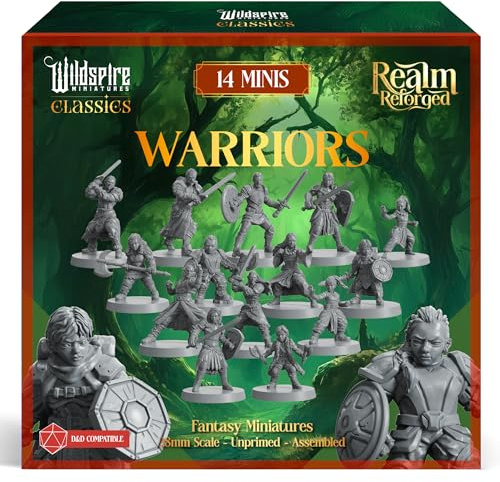 Warriors Class Set - Barbarians, Fighters, Monks - Characters, NPC for DND Miniatures Bulk I 28mm Dungeon Dragons D&D Miniatures I DND Minis D&D Figures I Pathfinder, Daggerheart, Realm Reforged