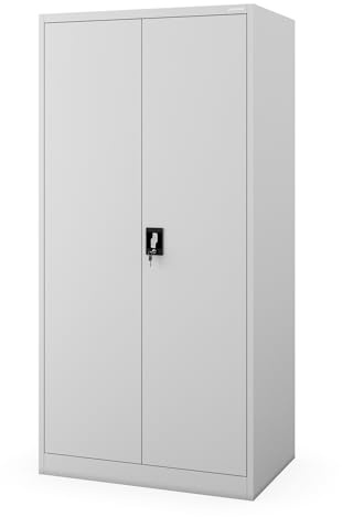 Jan Nowak Metallschrank abschließbar Werkstattschrank Mehrzweckschrank Büroschrank aus Stahl 185 x 60 x 90 cm mit Fachböden Kleiderstange und getrennten Stauraumzonen