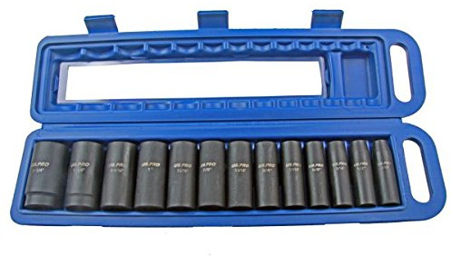 BERGEN Lot de 13 douilles à choc profondes SAE AF Impériale 12 points Bi-Hex B1329 1/2