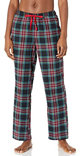 Amazon Essentials Damen Pyjamahose aus Flanell, Schwarz Karomuster, M