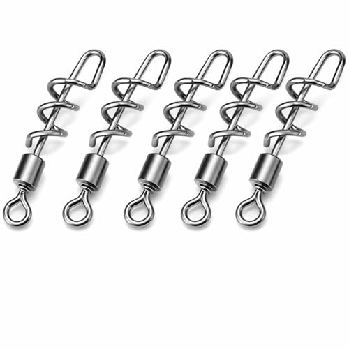 50Pcs Emerillons de Pêche, Emerillons Roulants Pivots de Pêche Connecteur de Pêche Agrafes de Pêche Solides en Acier Inoxydable Terminal de Pêche(10#)
