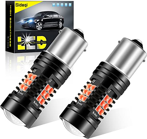 Sidaqi 2X 1156 BA15S P21W bombilla LED luz de freno del coche luz de estacionamiento luz trasera luz antiniebla trasera 21SMD 3030 chip diseño de doble lente luz LED impermeable 12V-rojo