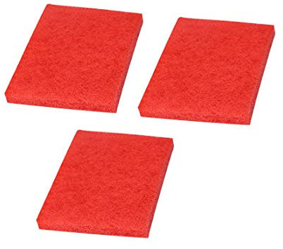 sourcing map 3pcs Scouring Pad Non-Scratch Scouring Sponge Scrub Pads 6x4 for Scouring Kitchen, Dishwashing, Red