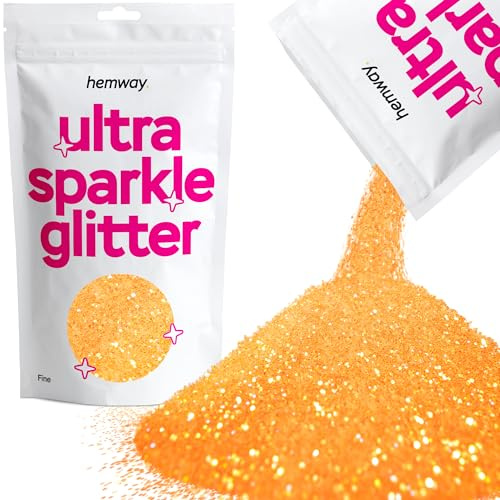 Hemway Ultra Sparkle Glitter Fluorescent Orange 100g Fine | Glitter for Arts & Craft, Makeup, Nail Art, Crafting, Card Making, Sparkle Decoration