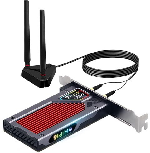 FENVi AX210 WiFi 6E PCIe WiFi Card, Tri-Band 5400Mbps, Bluetooth 5.3, with RGB Lightning for Gaming, Compatible with Windows 11/10