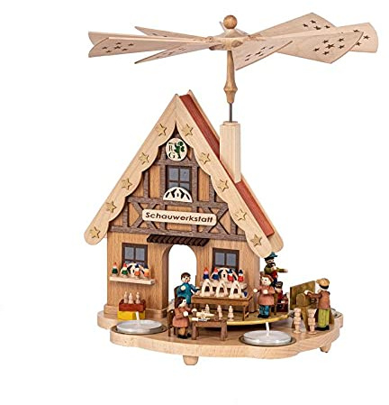 Rudolphs Schatzkiste Colourful Pyramid House for Tea Lights Height 29 cm Christmas Pyramid Wooden Pyramid