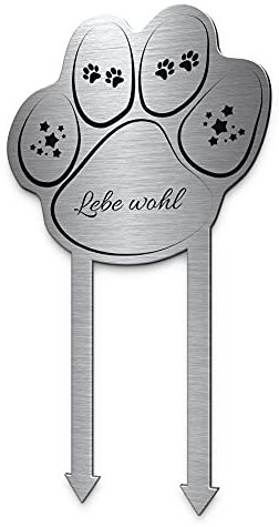 Grabstecker Pfote Grabschmuck Hund oder Katze | Edelstahl mit persönlichem Design zB Namen oder Spruch wetterfest | Wir vermissen euch Grabschmuck für EIN Haustier