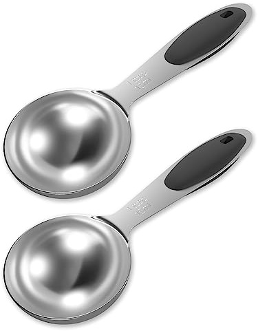 LEIFENY 2PCS 1 Tbsp(3tsp, 1/2oz, 15ml) Single Measuring Spoon with Black Silicone Grip, Stainless Steel Individual Measure Scoop Only