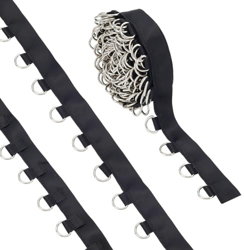 WEBEEDY 5 Yards Nastro con occhiello nero ornamento cinghia con occhiello 1,5 cm larghezza nastro abbigliamento cucito ornamento con anelli a D per abbigliamento corsetto camicia abito gonna