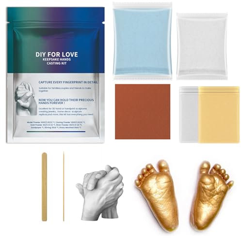 Clone Powder Handabdruck Set für Paare,3D Handabdruck Set,Pärchen Geschenke Gips Handabdruck Set,Erstelle mit dem Abdruckset einen wunderschönen Handabdruck oder Fußabdruck