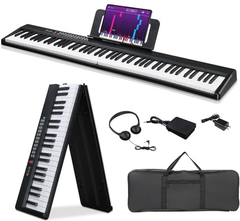 LALAHO 88 Key Foldable Keyboard Piano,Electric Piano Digital Piano(Compact)