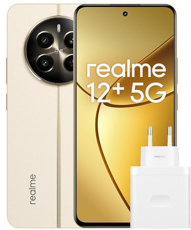 realme 12+ Teléfono Móvil 5G, 8+256GB, Cámara para Retratos Sony LYT-600 OIS, Pantalla AMOLED ultrafluida de 120 Hz, Conjunto de Chips Dimensity 7050 5G, 5000 mAh, NFC, Beige, Exclusivo de Amazon