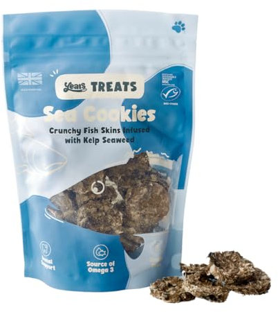 YEARS Sea Cookies Fish Skin Dog Treats | 100g | Crunchy Air Dried Natural Fish Skins with Kelp Rich in Omega-3 & Grain Free